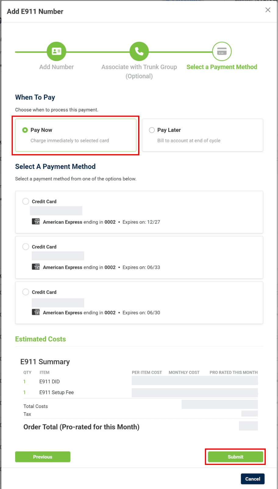 payment method and invoice