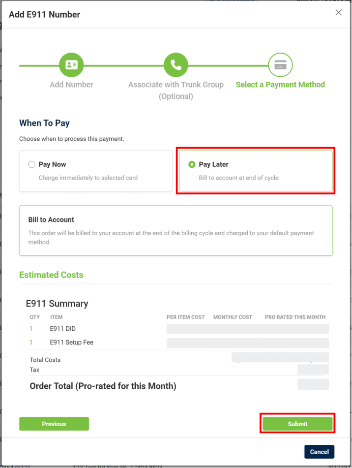 payment method and invoice