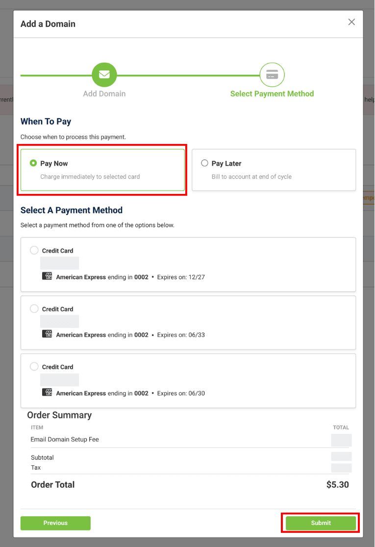 payemnt method step