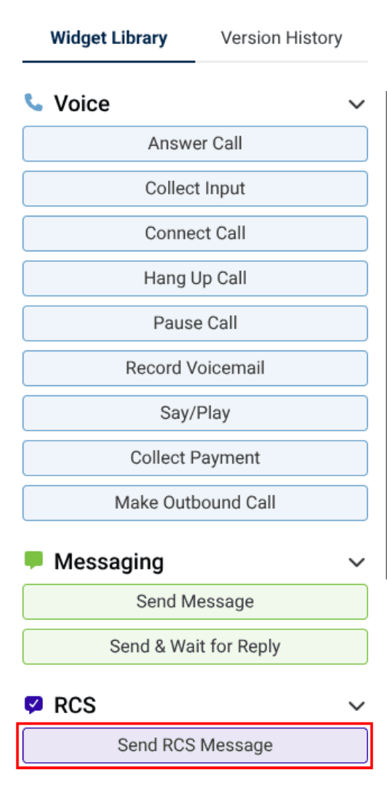 RCS widget in the Canvas widget library