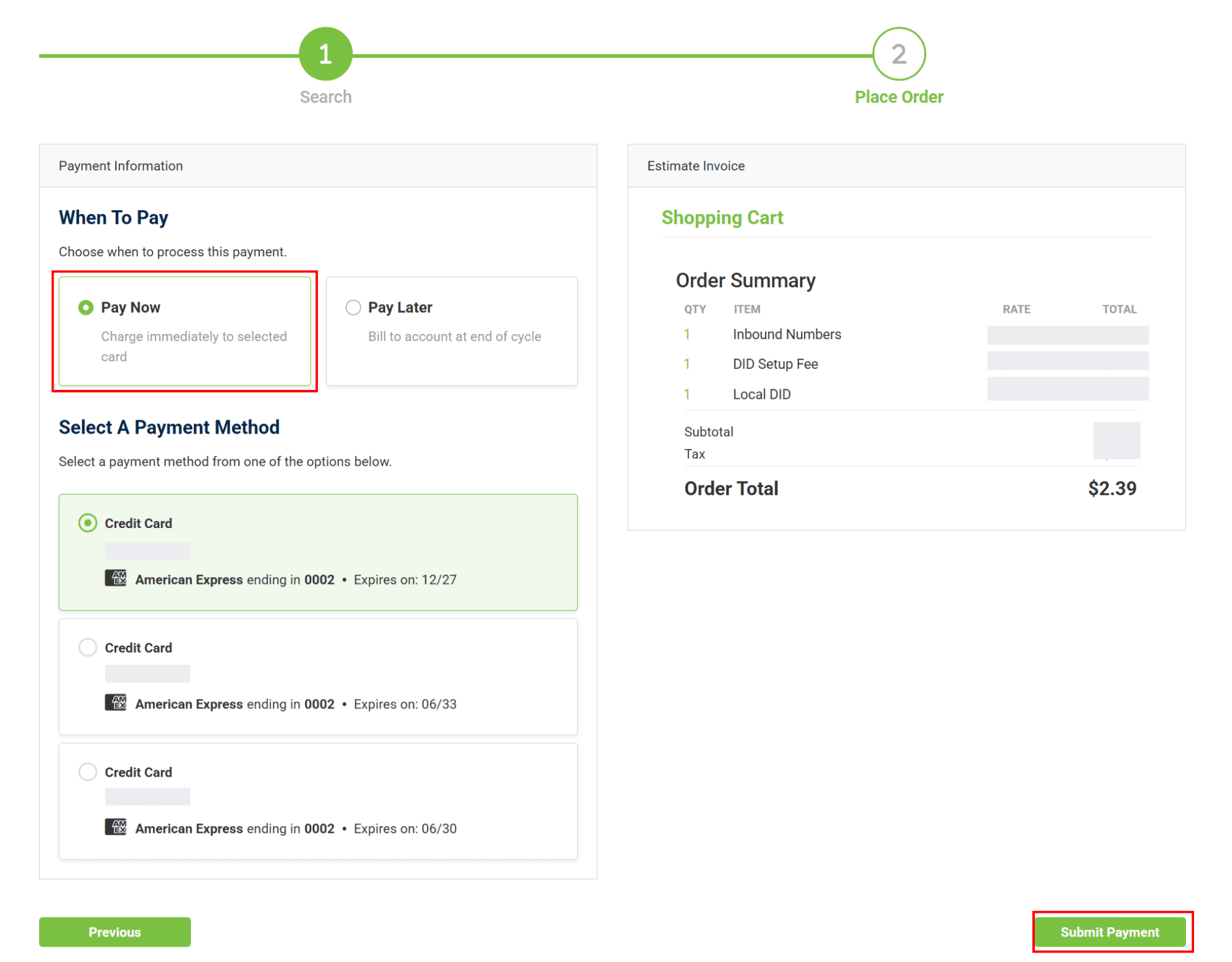 payment method field