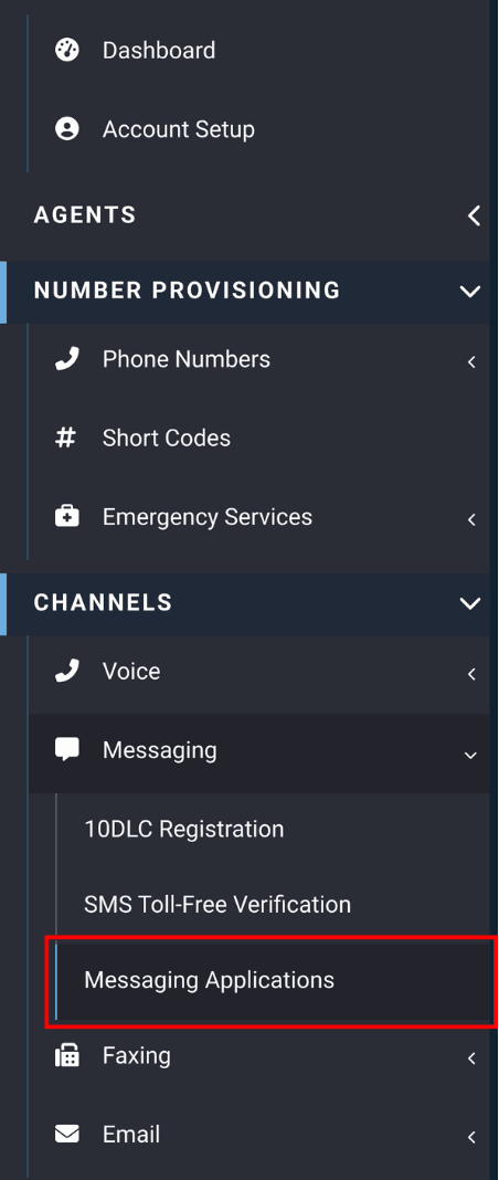 messaging applications location in the voxtelesys portal