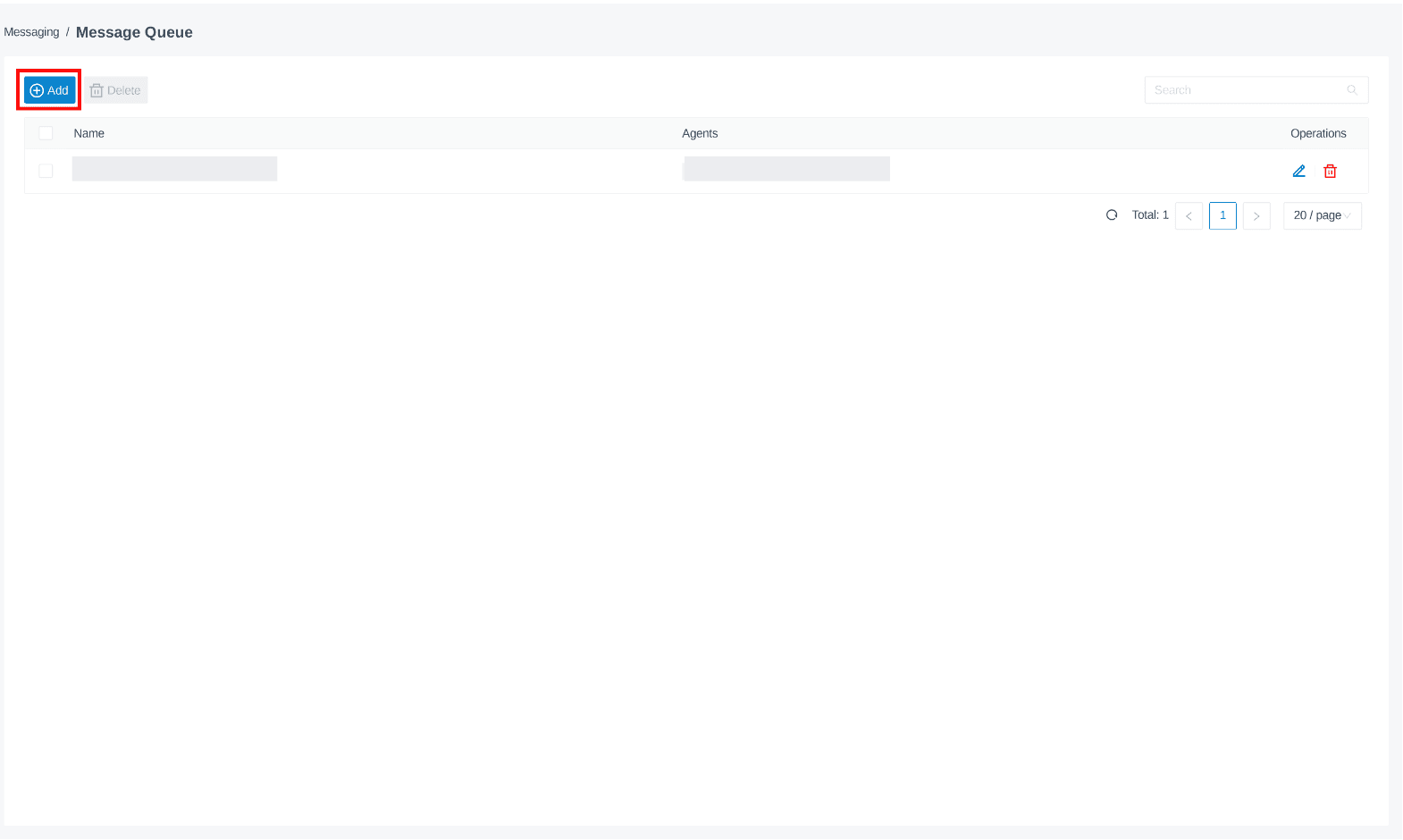 add button in the message queue section