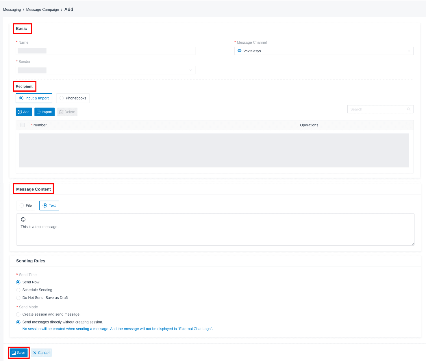 Yeastar campaign configuration settings