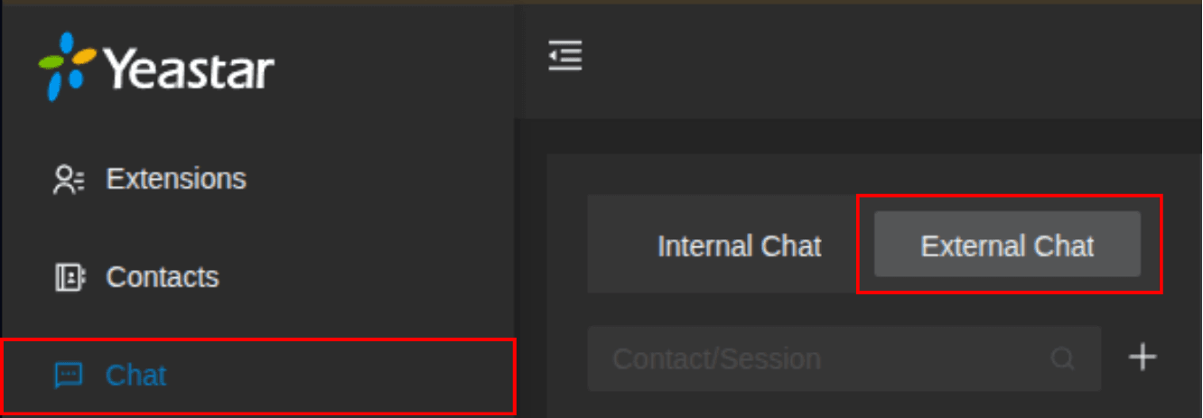 Yeastar chat tab