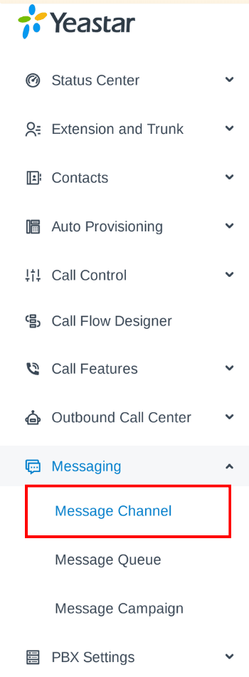 Yeastar navigation bar