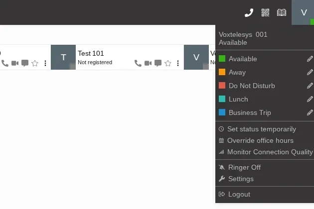 person icon in the upper right corner of the web client