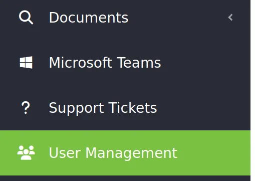 user management tab in the portal