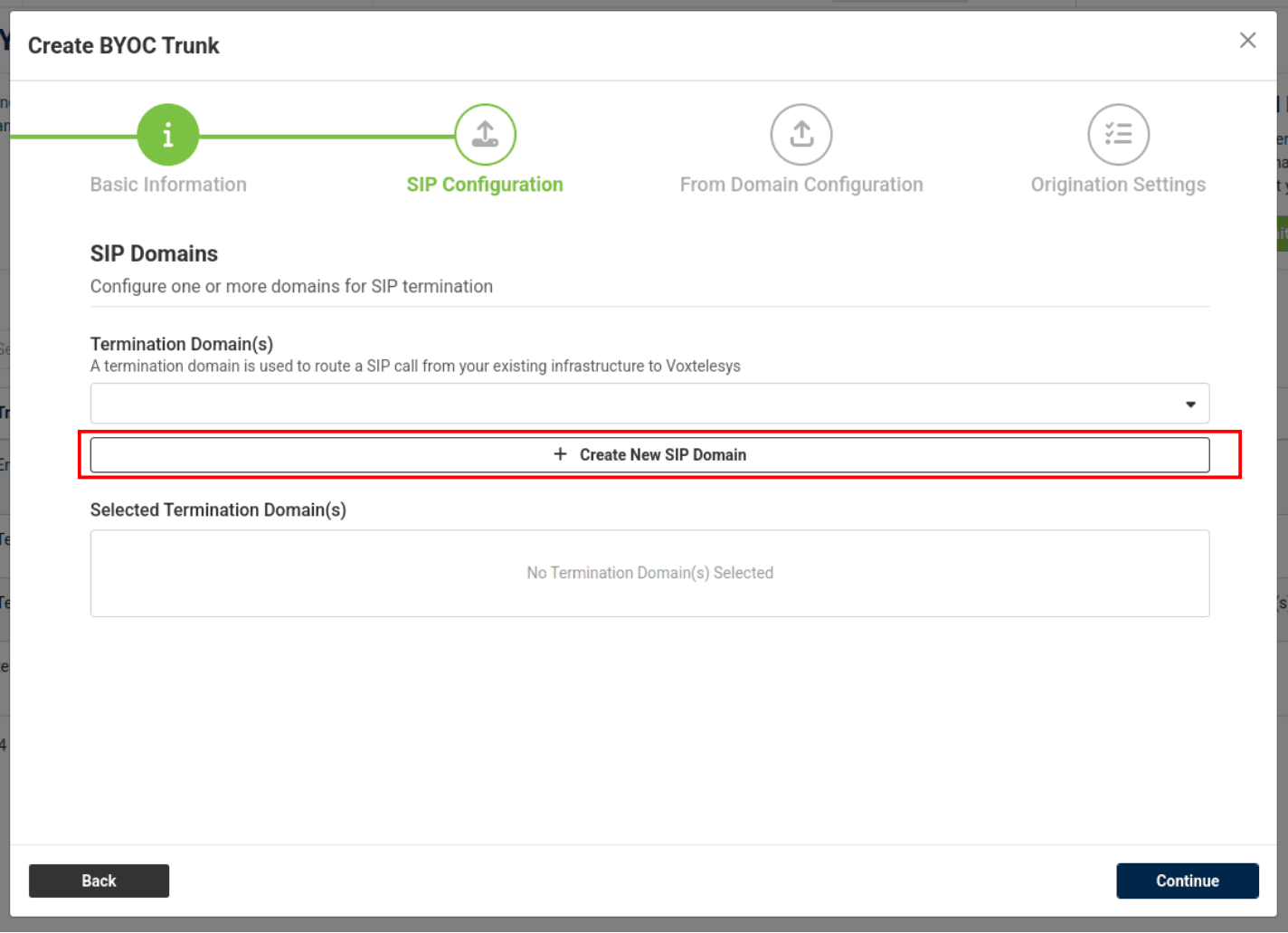 create a new termination domain