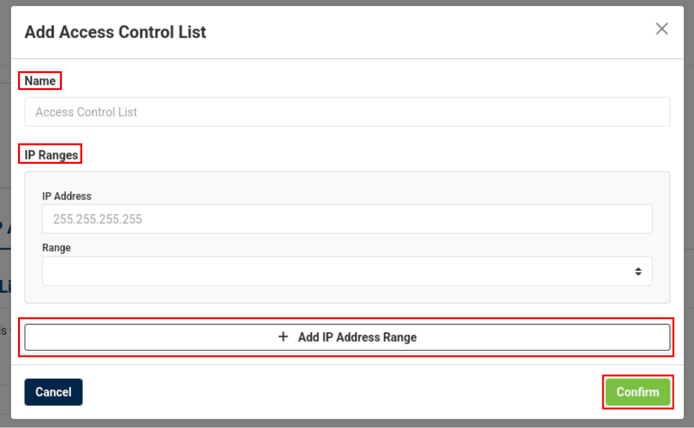 add access control list box